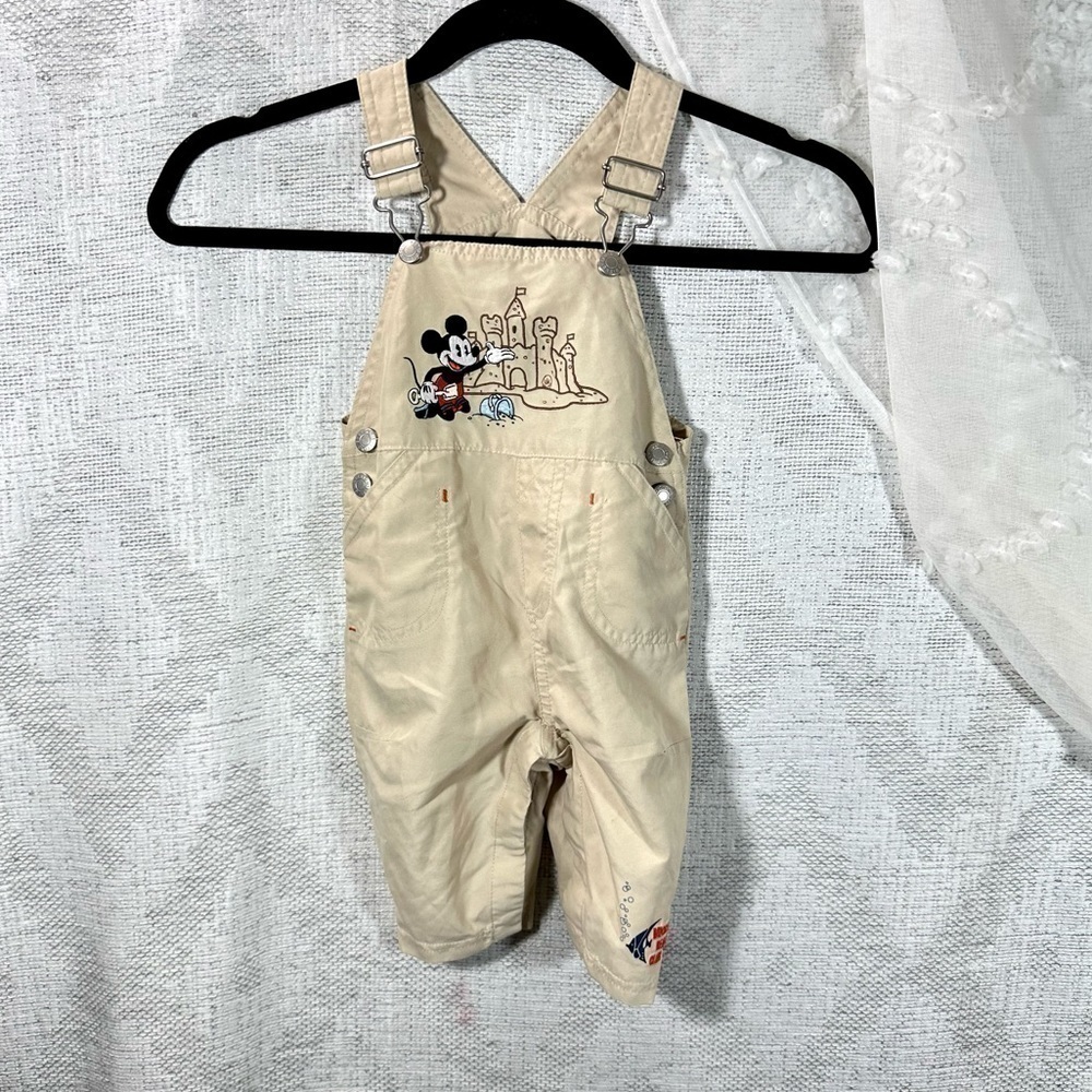 Mickey Mouse builds sandcastle khaki overalls size 3-5M